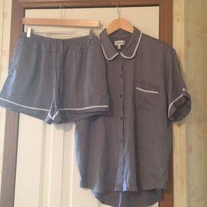 DKNY Gray Silk Pajama Set